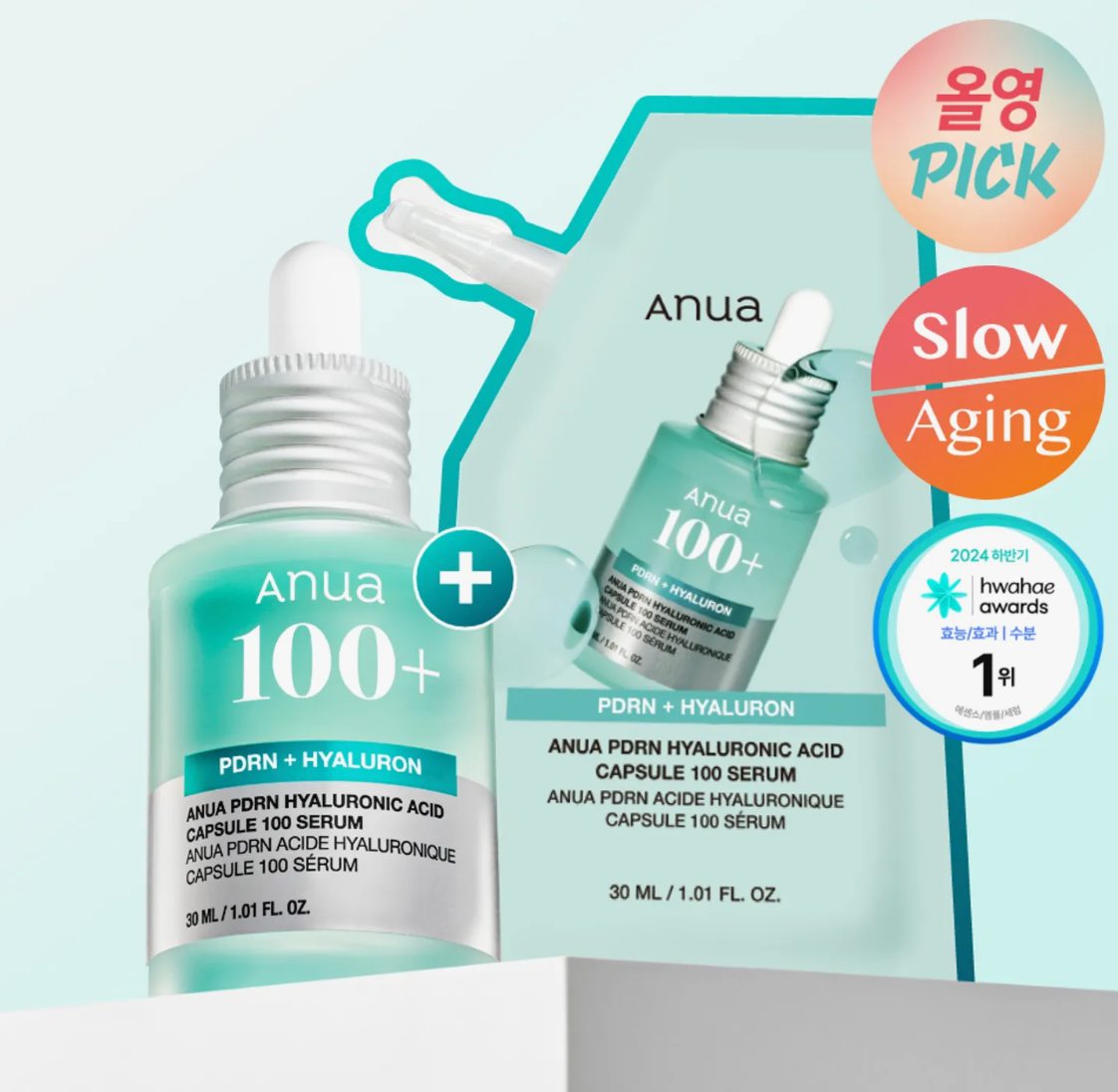 Anua PDRN Hyaluronic Capsule 100 Serum 30ml Refill Set
