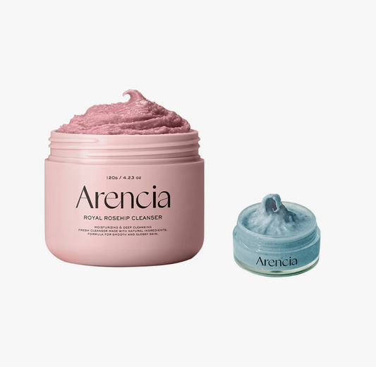 Arencia Rosehip Rice Mochi Cleanser Set – 120g Full Size + 15g Blue Cleanser